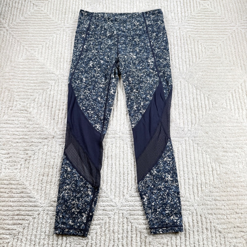 Athleta Salutation Sandstone Leggings Women's Small Blue Abstract High Rise Gym